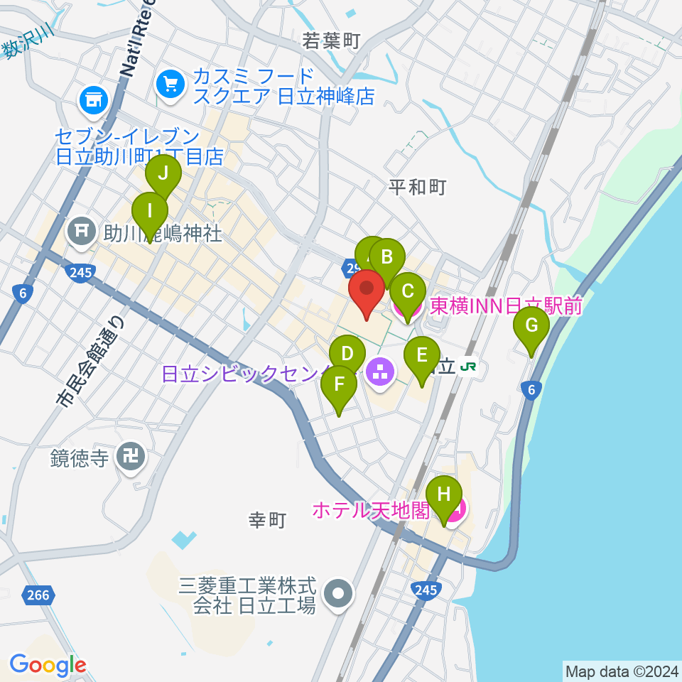 日立カルチャープラザ周辺のホテル一覧地図