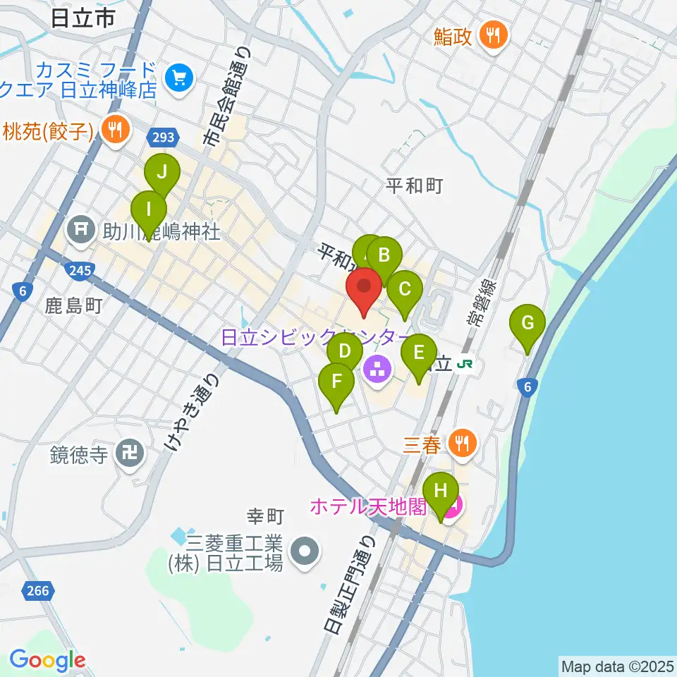 日立カルチャープラザ周辺のホテル一覧地図