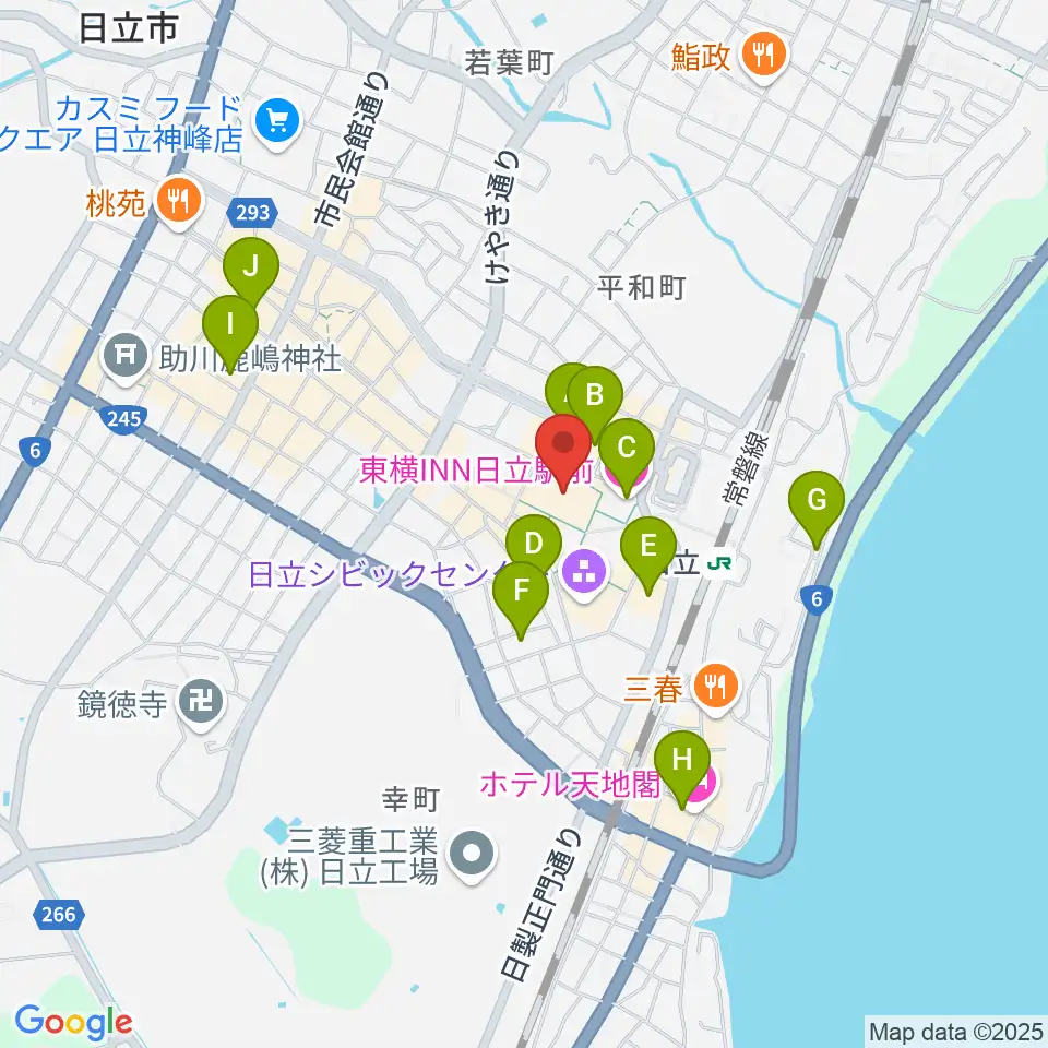 日立カルチャープラザ周辺のホテル一覧地図