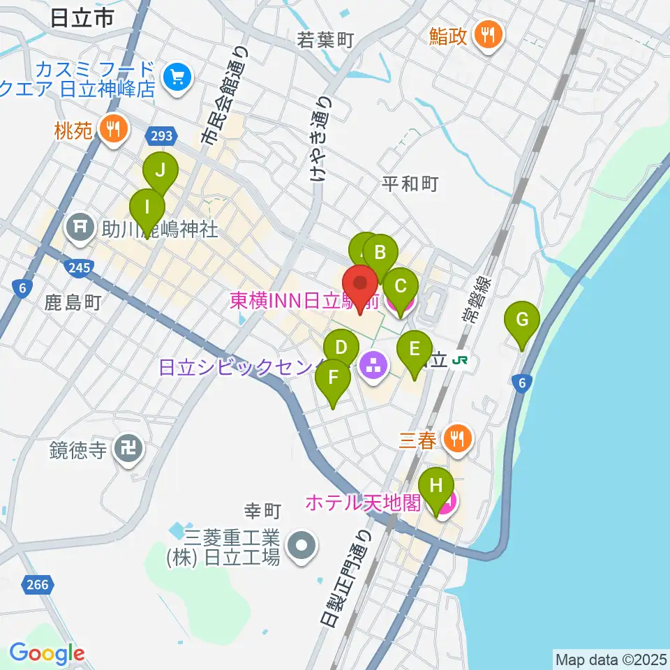 日立カルチャープラザ周辺のホテル一覧地図
