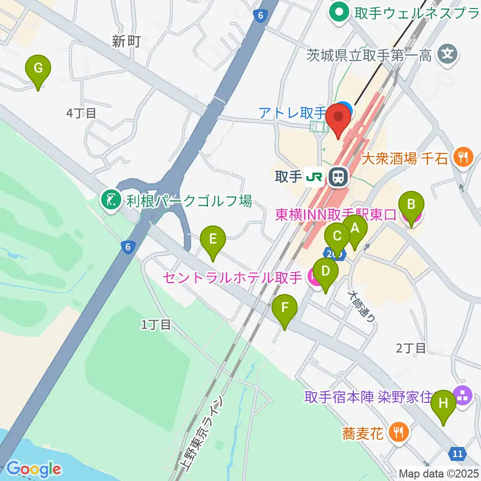 取手カルチャーセンター周辺のホテル一覧地図