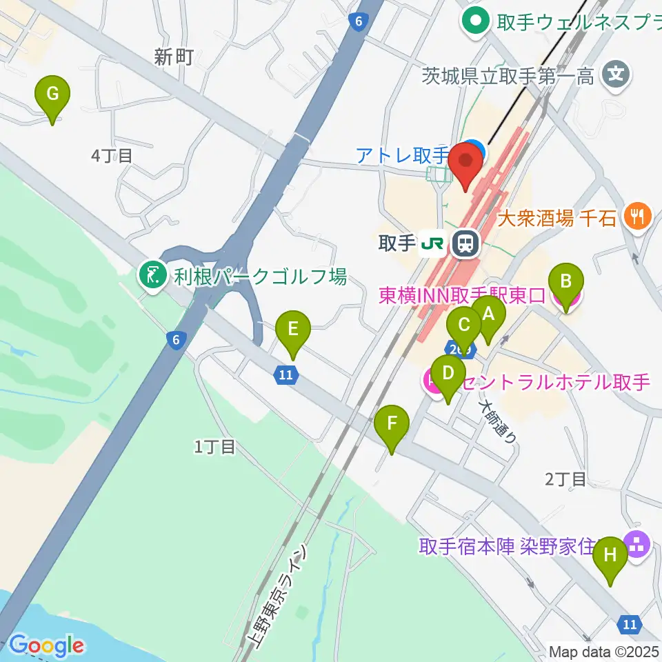 取手カルチャーセンター周辺のホテル一覧地図