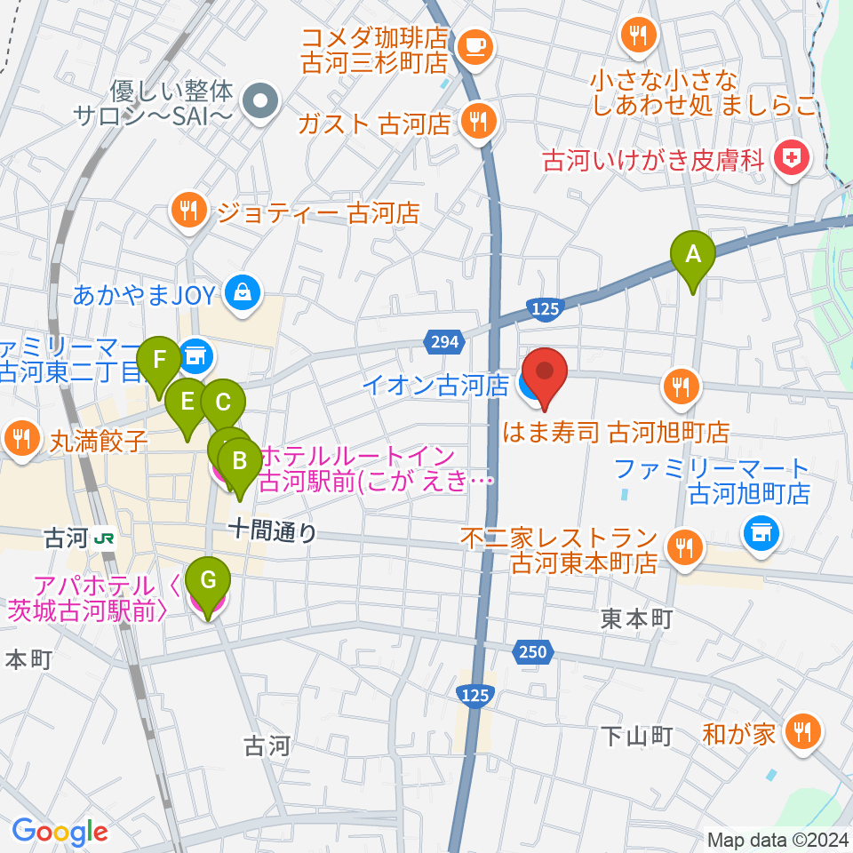 古河カルチャーセンター周辺のホテル一覧地図