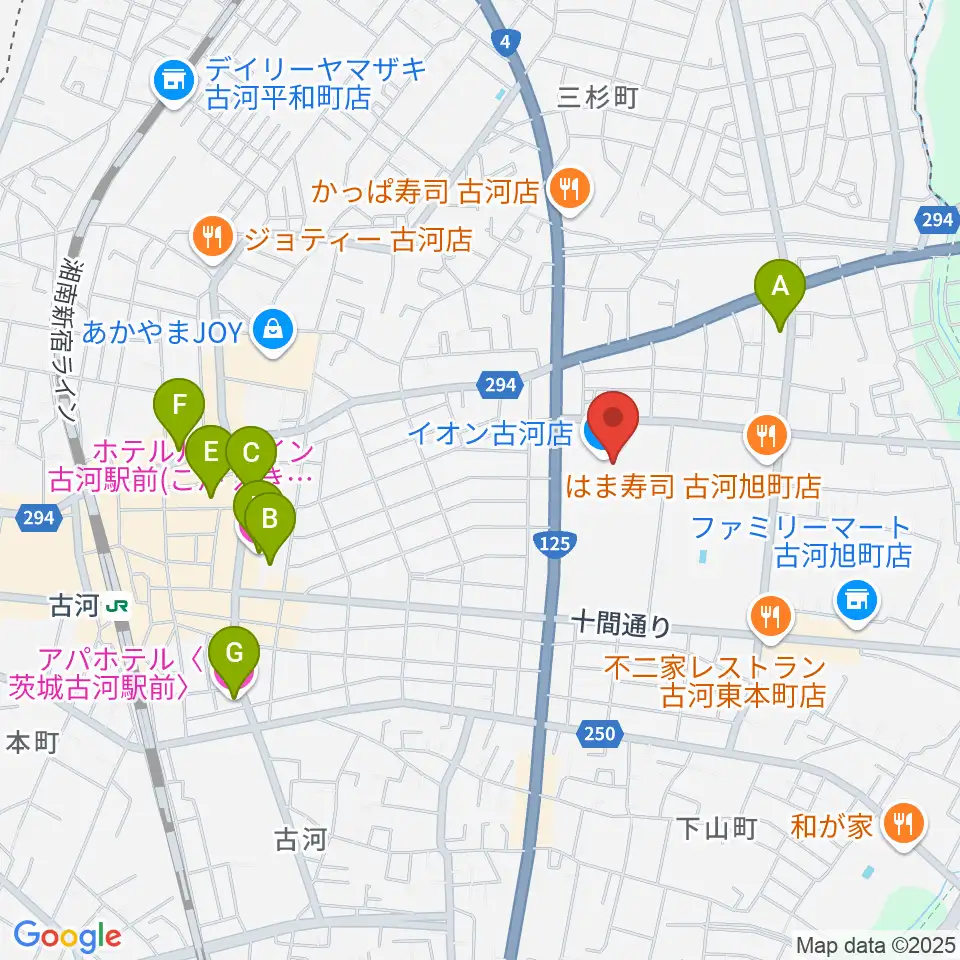古河カルチャーセンター周辺のホテル一覧地図