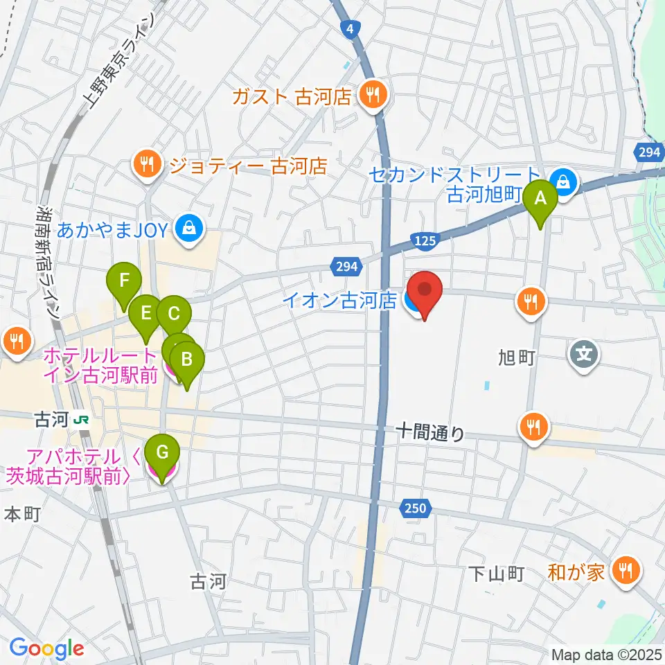 古河カルチャーセンター周辺のホテル一覧地図