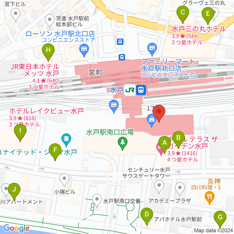 エクセルカルチャーセンター周辺のホテル一覧地図