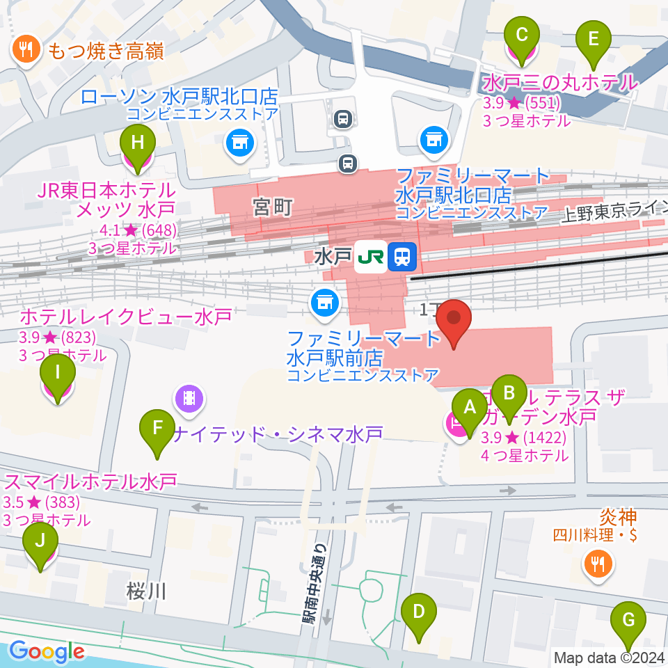 エクセルカルチャーセンター周辺のホテル一覧地図