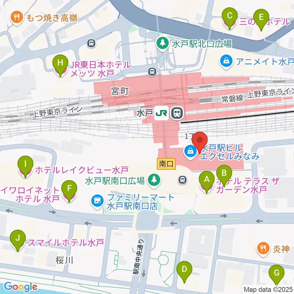 エクセルカルチャーセンター周辺のホテル一覧地図