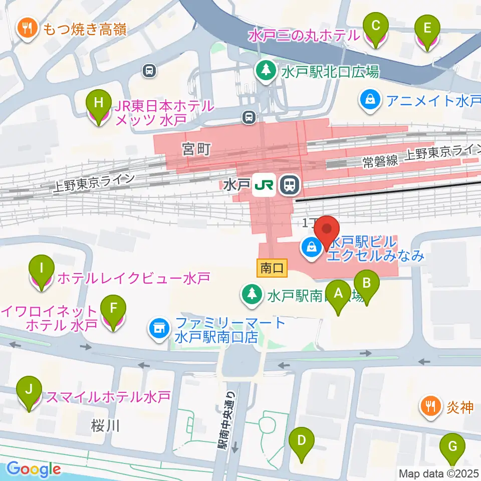 エクセルカルチャーセンター周辺のホテル一覧地図