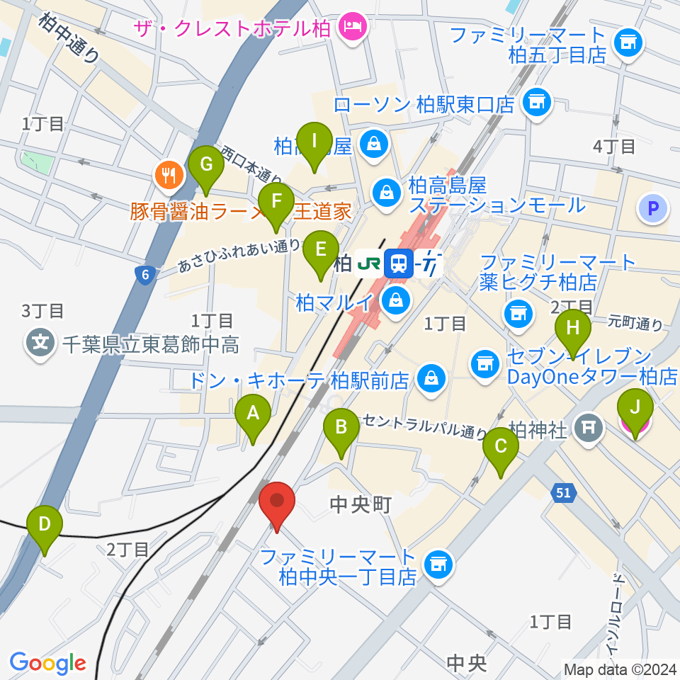 メアボイストレーニング柏周辺のホテル一覧地図