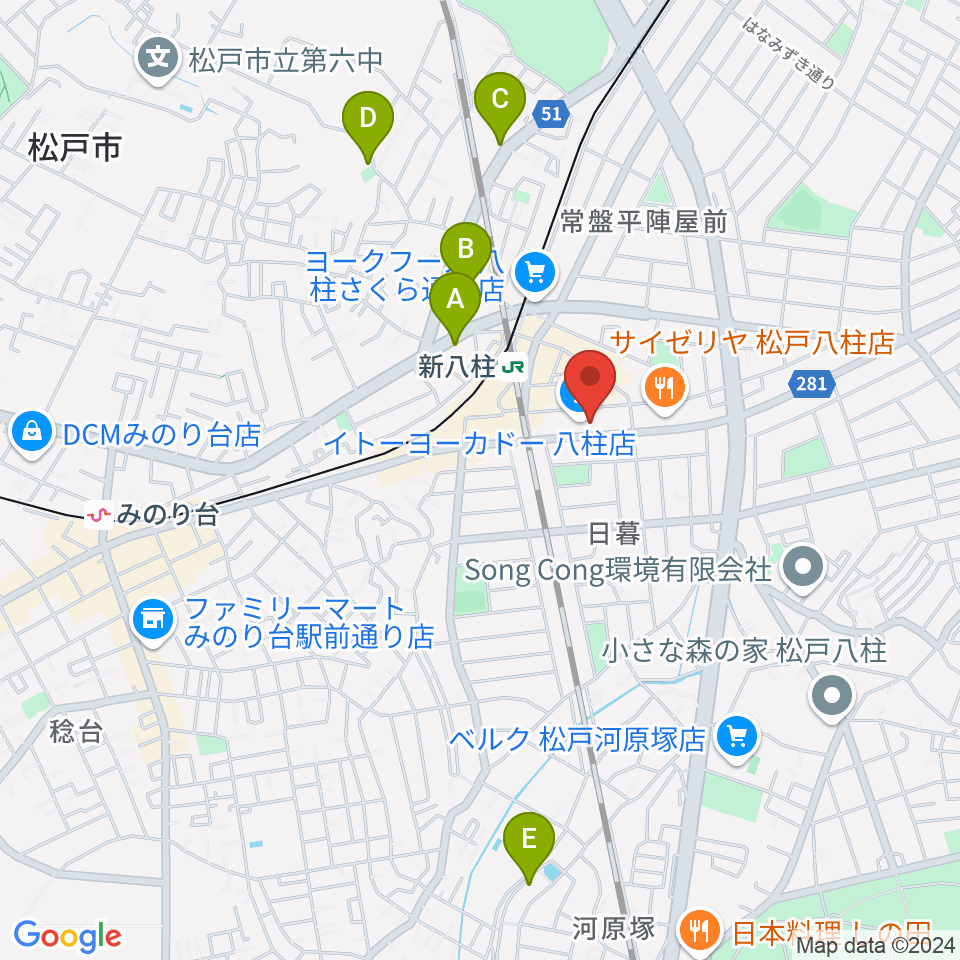 ヨークカルチャーセンター八柱周辺のホテル一覧地図