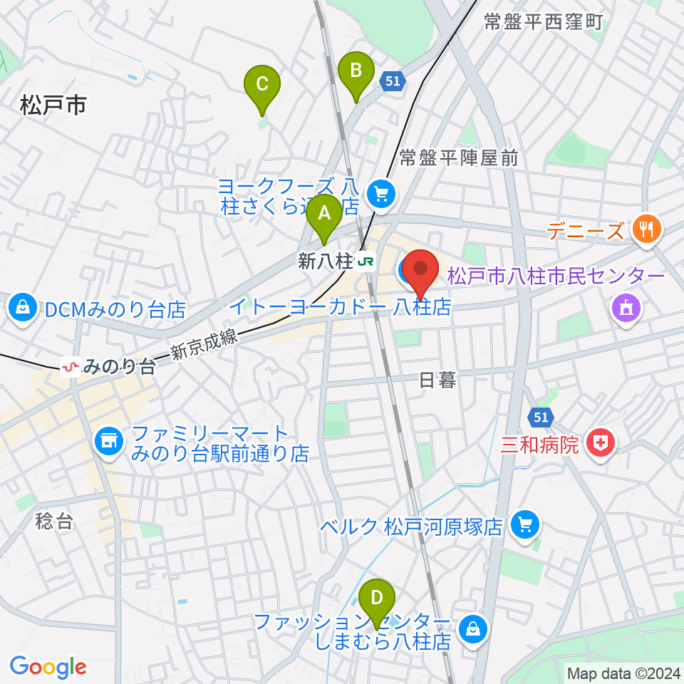 ヨークカルチャーセンター八柱周辺のホテル一覧地図