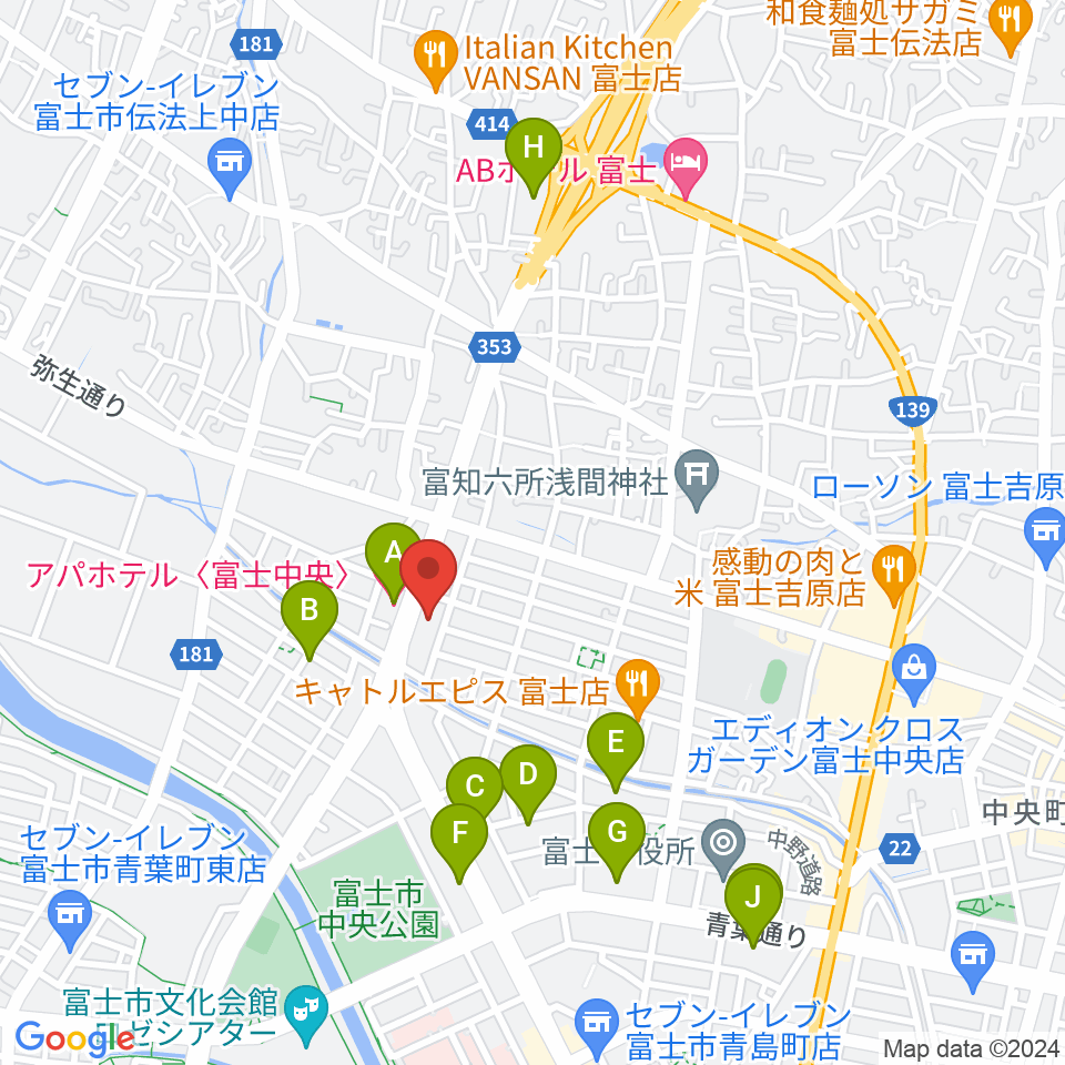 すみやグッディ富士店周辺のホテル一覧地図