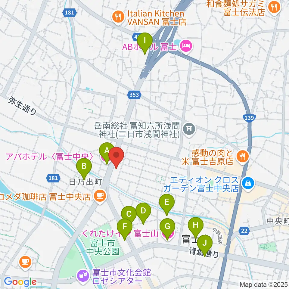 すみやグッディ富士店周辺のホテル一覧地図