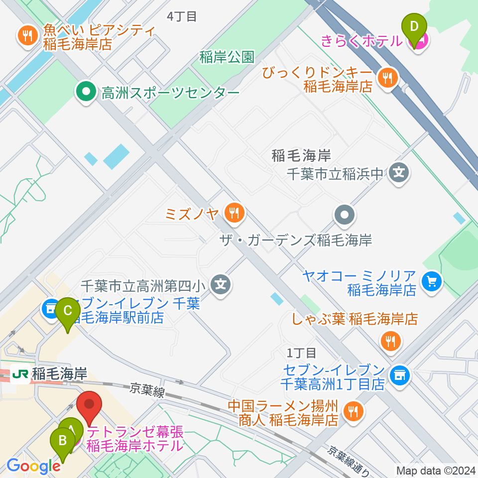 稲毛海岸カルチャーセンター周辺のホテル一覧地図