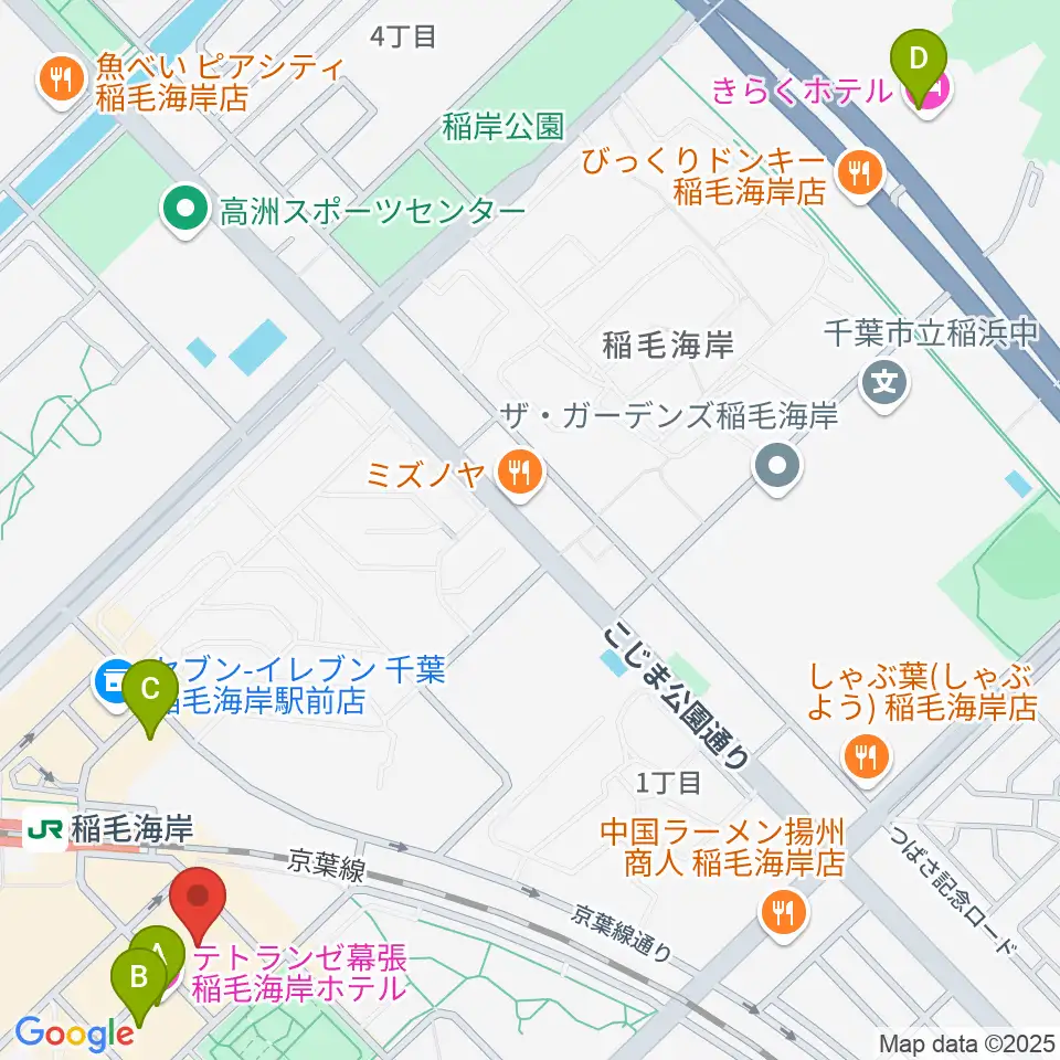 稲毛海岸カルチャーセンター周辺のホテル一覧地図