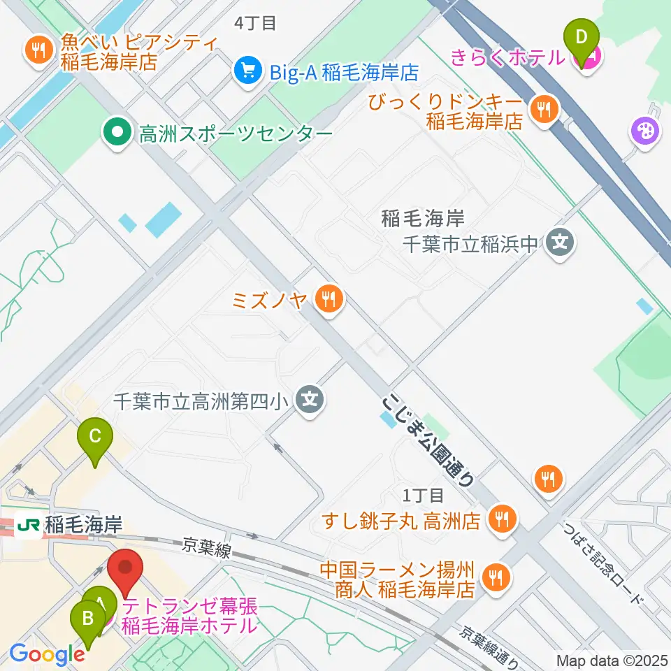 稲毛海岸カルチャーセンター周辺のホテル一覧地図