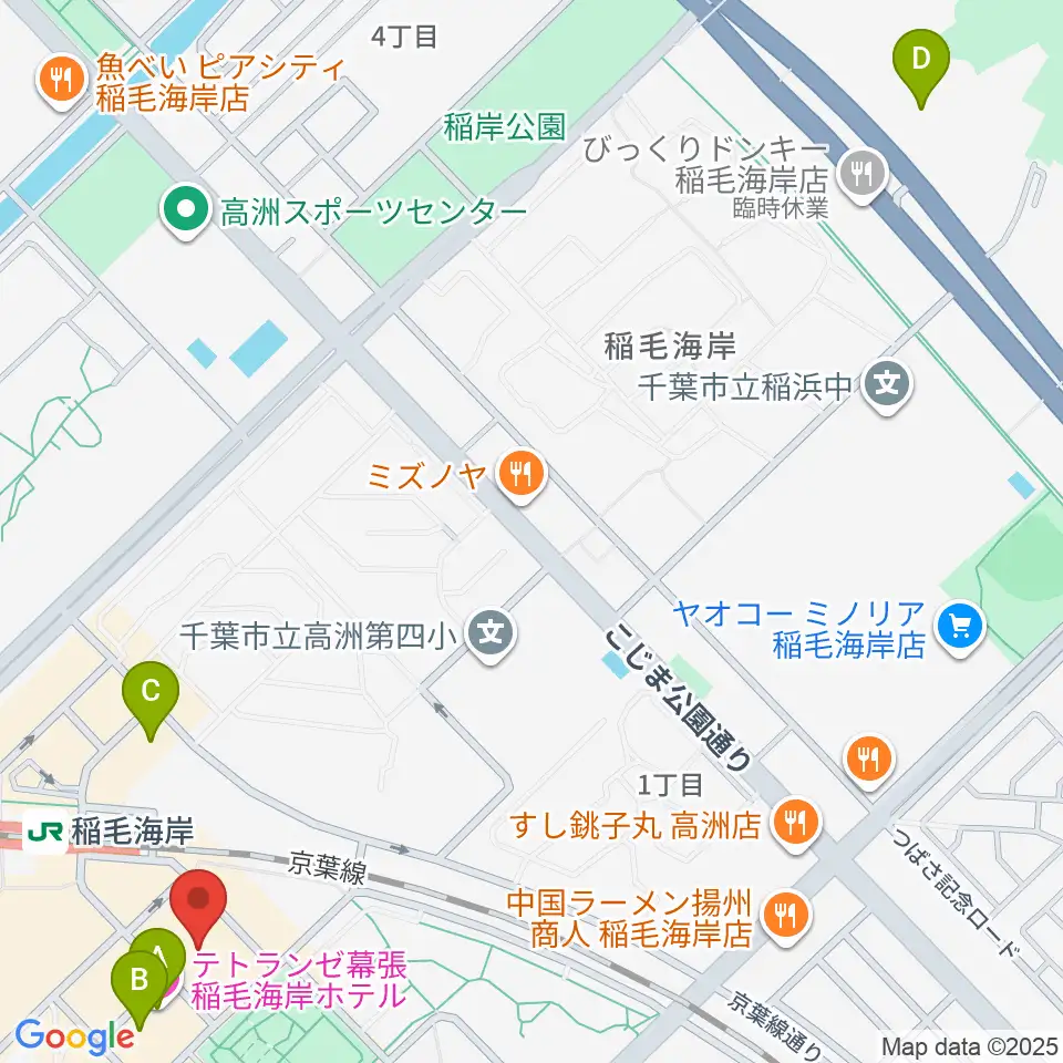 稲毛海岸カルチャーセンター周辺のホテル一覧地図