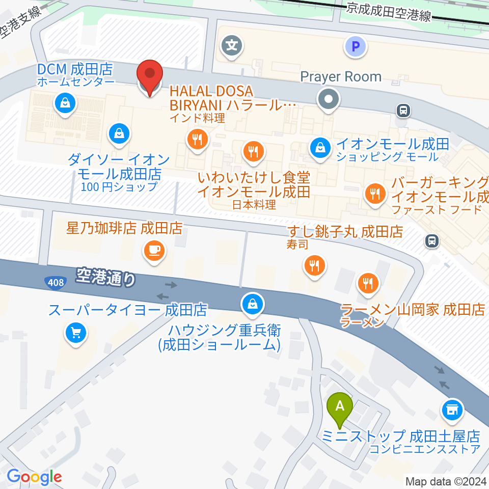 成田カルチャーセンター周辺のホテル一覧地図