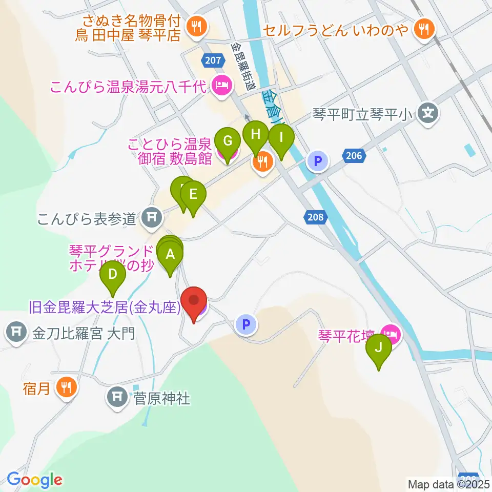 旧金毘羅大芝居劇場 金丸座周辺のホテル一覧地図