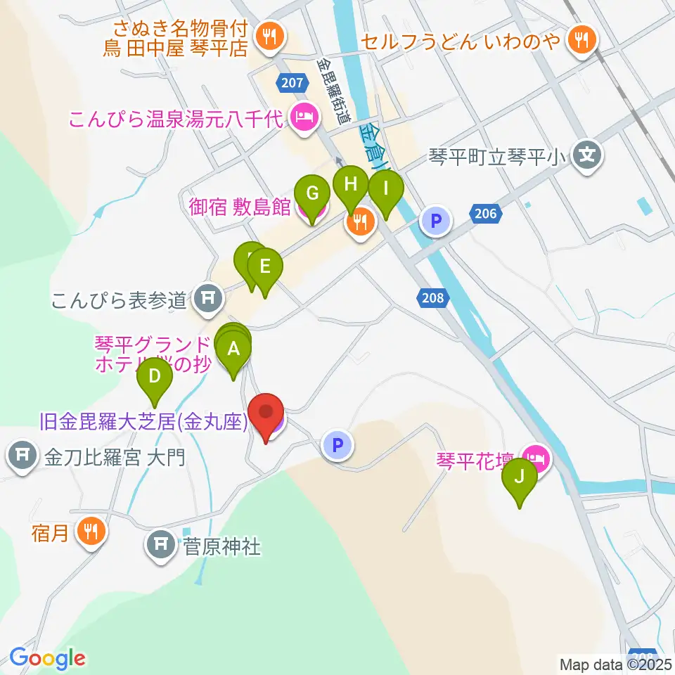 旧金毘羅大芝居劇場 金丸座周辺のホテル一覧地図