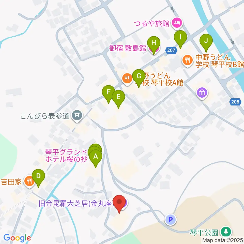 旧金毘羅大芝居劇場 金丸座周辺のホテル一覧地図
