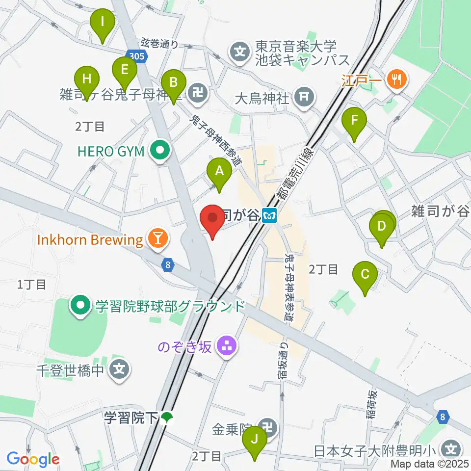 雑司が谷地域文化創造館周辺のホテル一覧地図