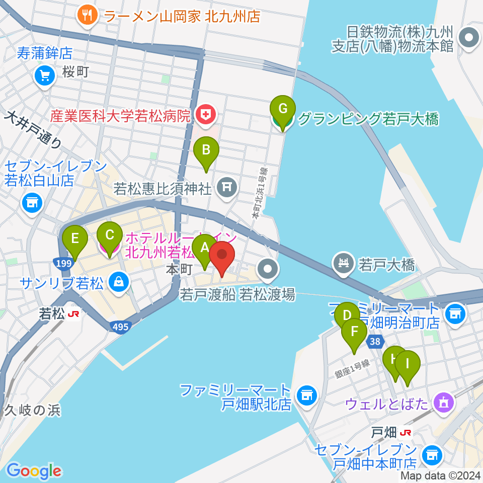 旧古河鉱業若松ビル周辺のホテル一覧地図