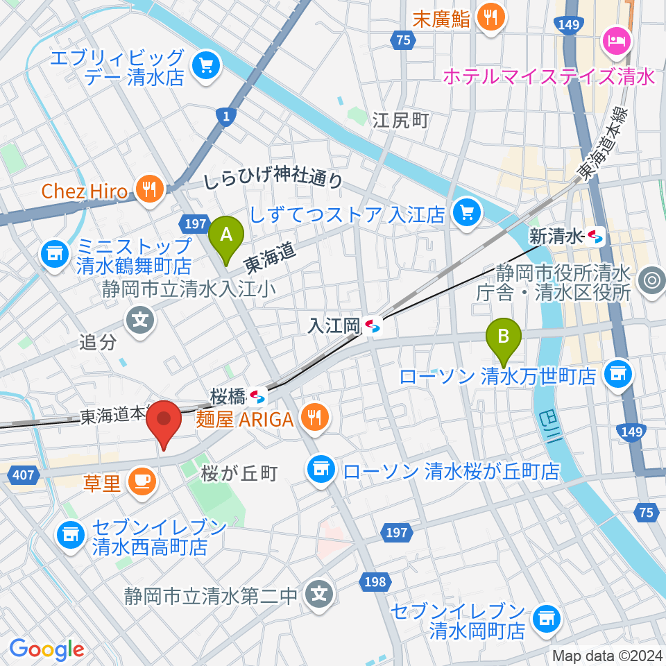 すみやグッディおとサロン清水春日周辺のホテル一覧地図