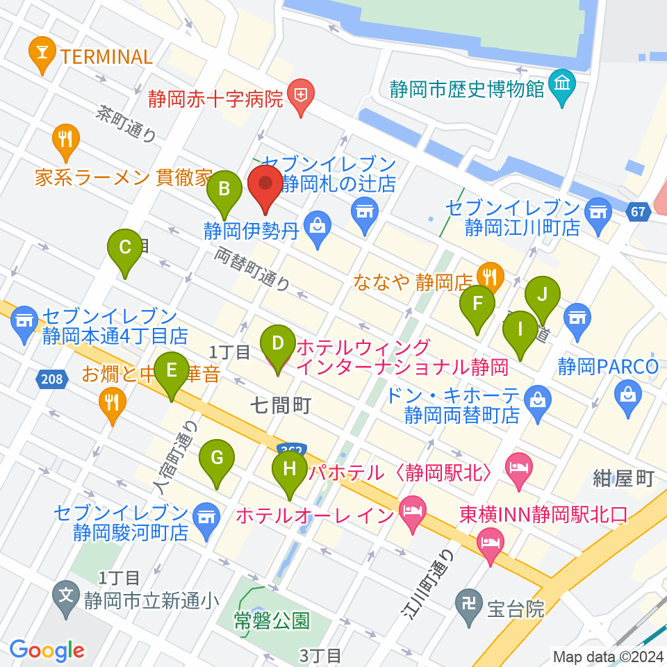 すみやグッディ本店周辺のホテル一覧地図