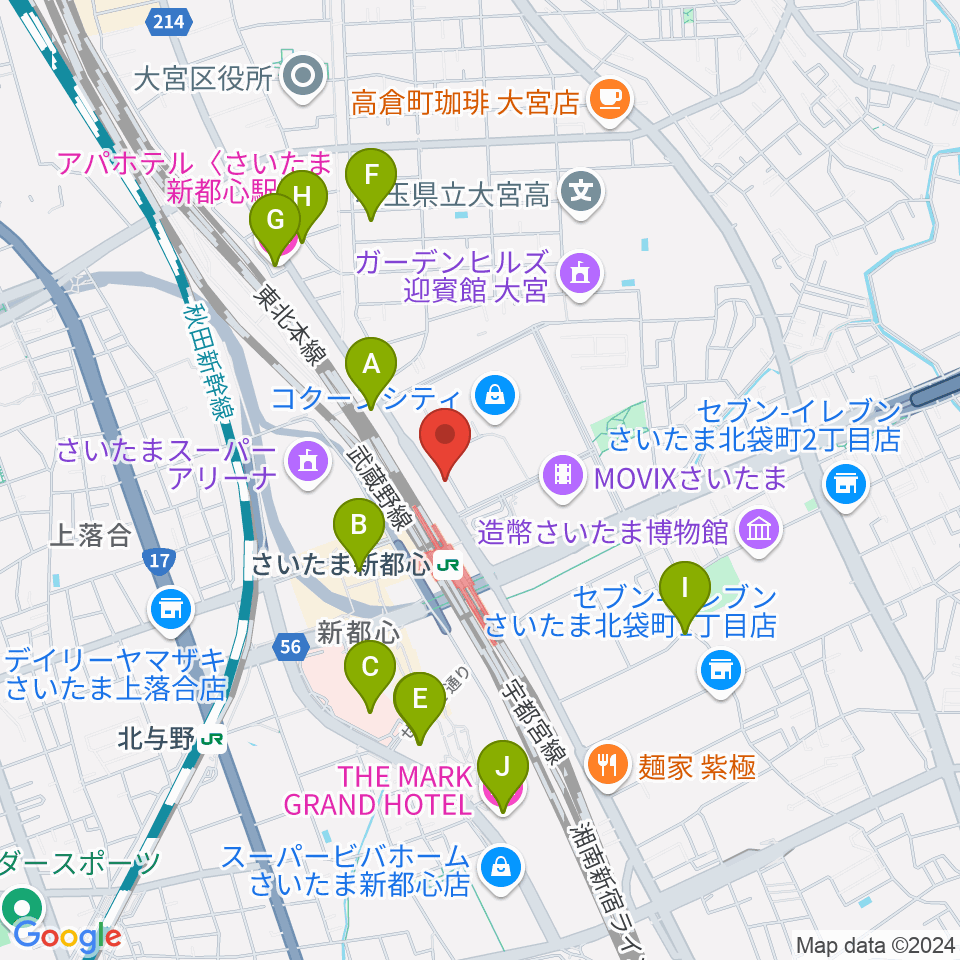 コクーンシティカルチャーセンター周辺のホテル一覧地図