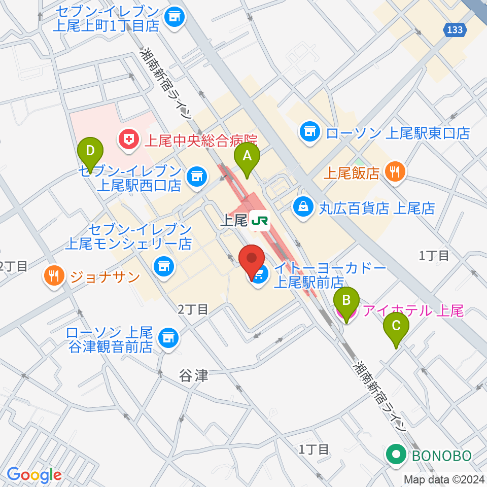 ヨークカルチャーセンター上尾周辺のホテル一覧地図