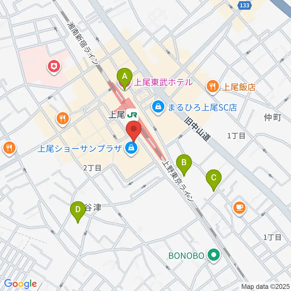 ヨークカルチャーセンター上尾周辺のホテル一覧地図