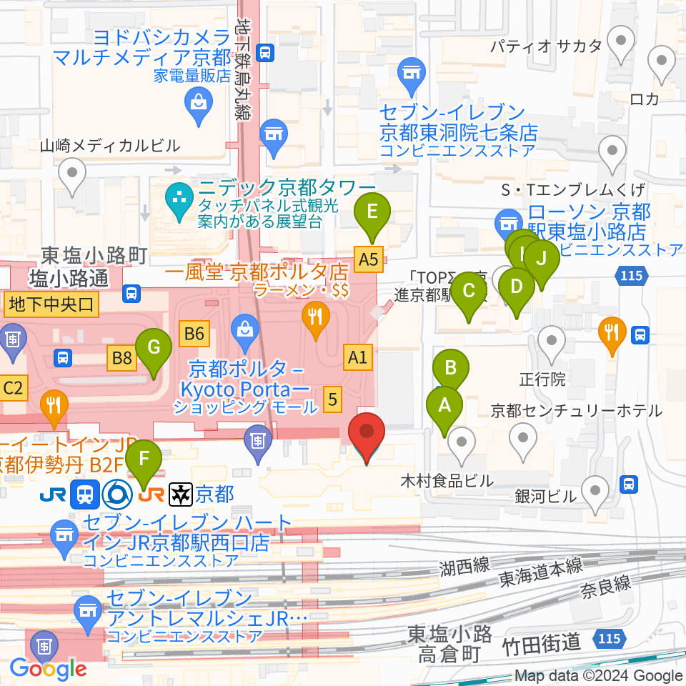 京都劇場周辺のホテル一覧地図