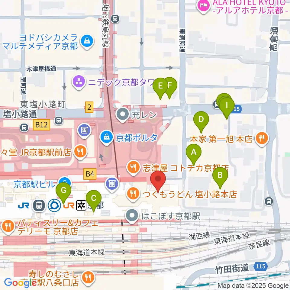 京都劇場周辺のホテル一覧地図
