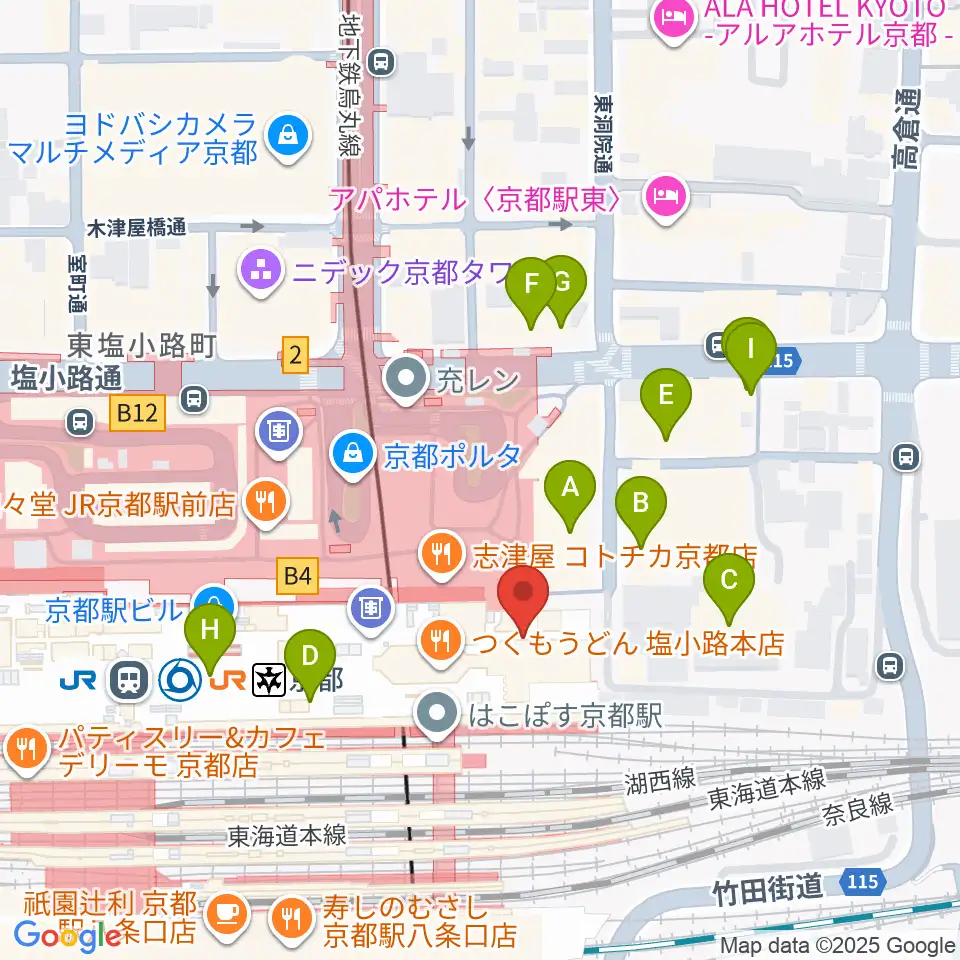 京都劇場周辺のホテル一覧地図