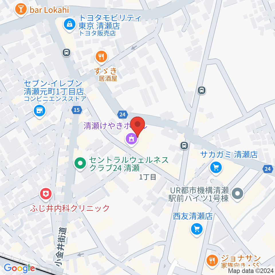 清瀬けやきホール周辺のホテル一覧地図