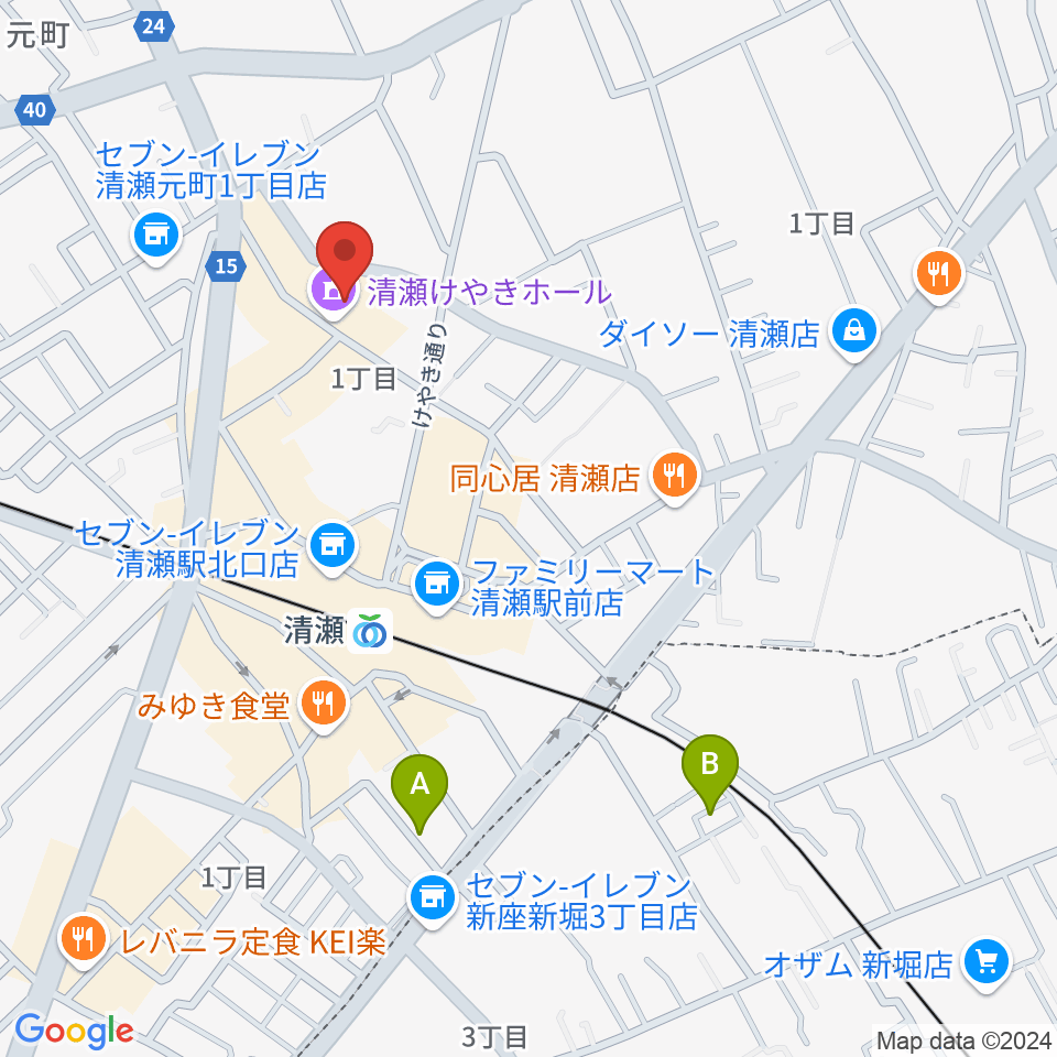 清瀬けやきホール周辺のホテル一覧地図