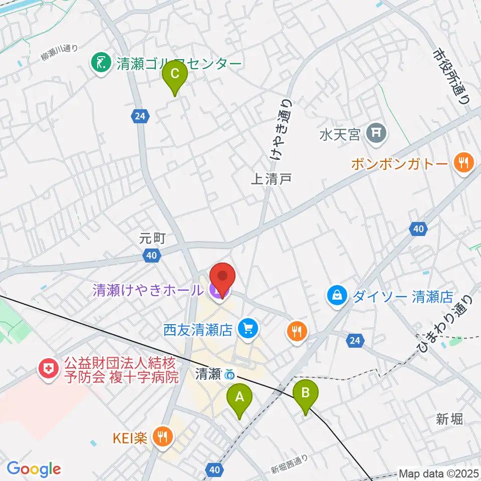 清瀬けやきホール周辺のホテル一覧地図