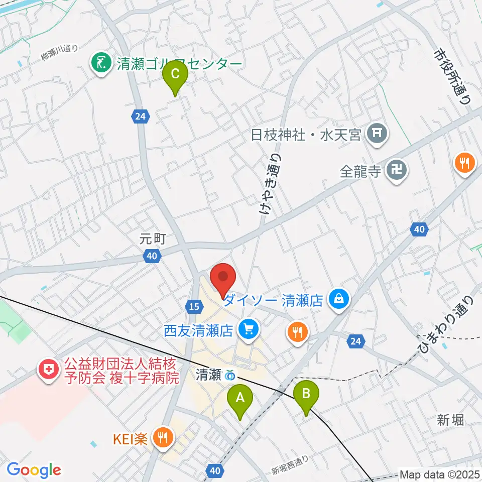 清瀬けやきホール周辺のホテル一覧地図