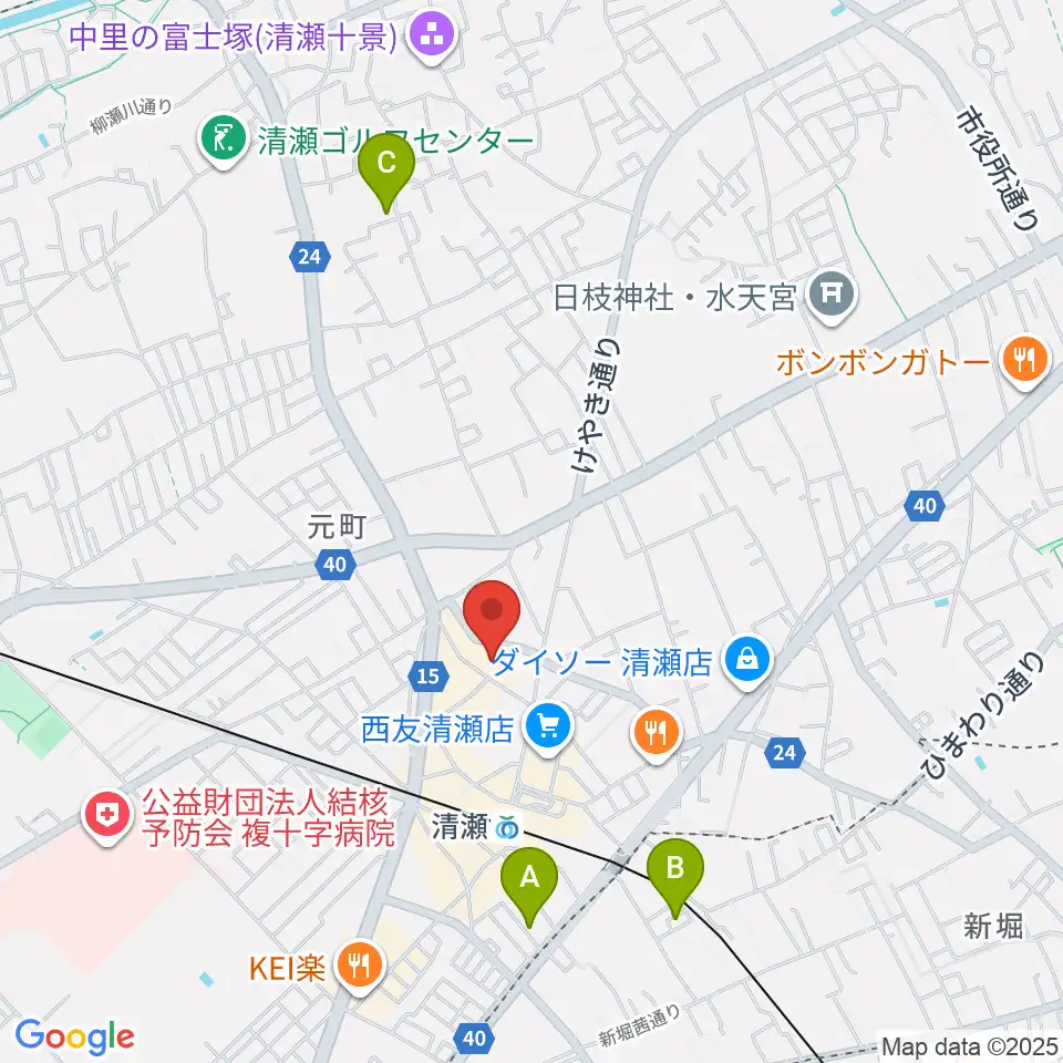 清瀬けやきホール周辺のホテル一覧地図