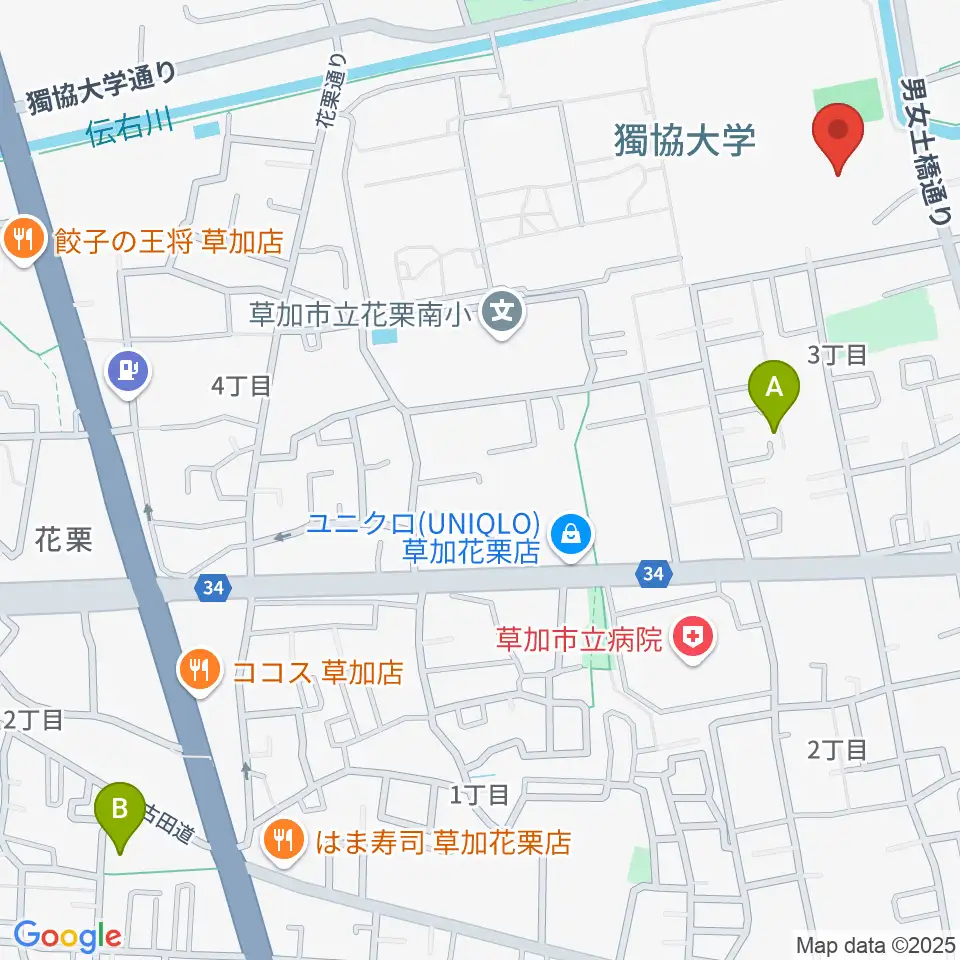 草加カルチャーセンター周辺のホテル一覧地図