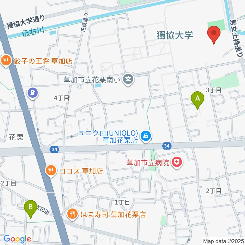 草加カルチャーセンター周辺のホテル一覧地図