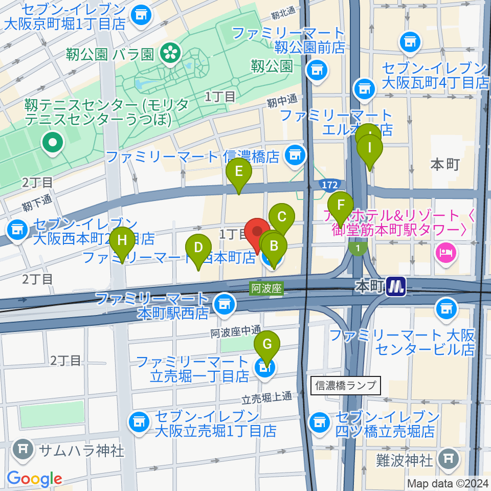 本町マザーポップコーン周辺のホテル一覧地図