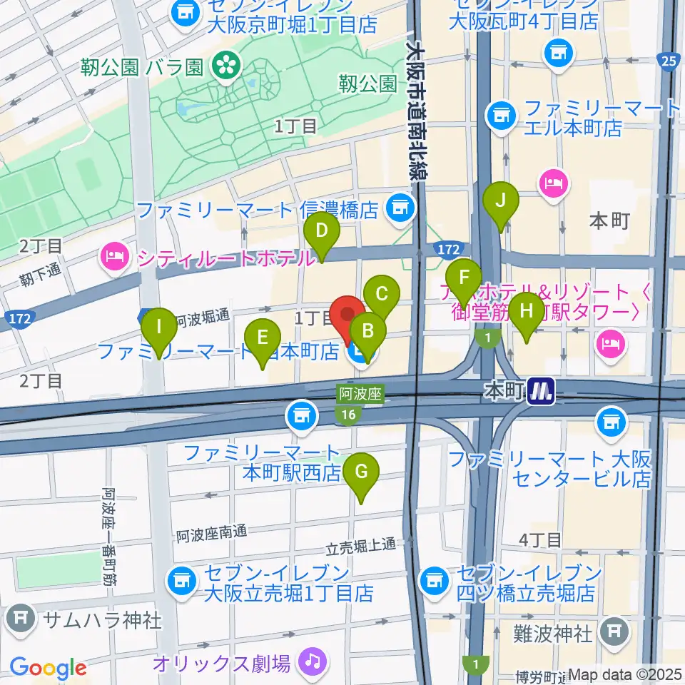 本町マザーポップコーン周辺のホテル一覧地図