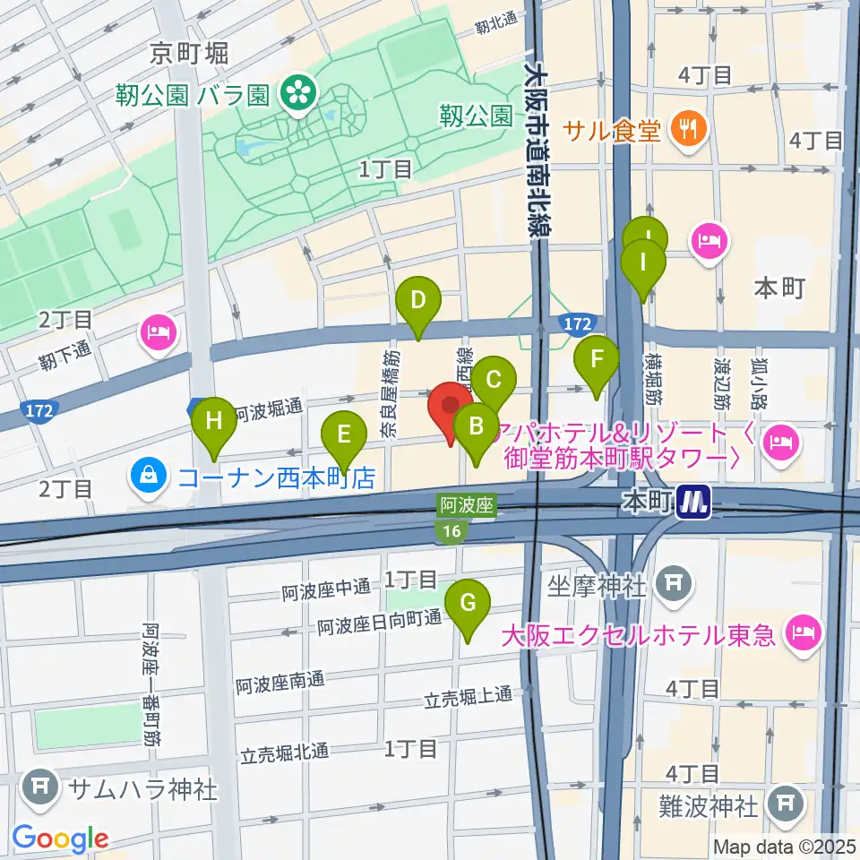 本町マザーポップコーン周辺のホテル一覧地図