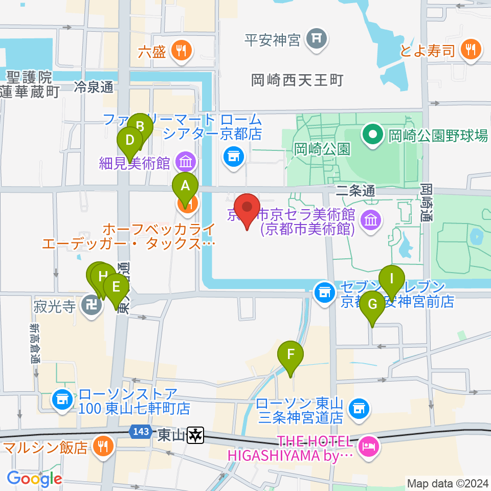 みやこめっせ 京都市勧業館周辺のホテル一覧地図