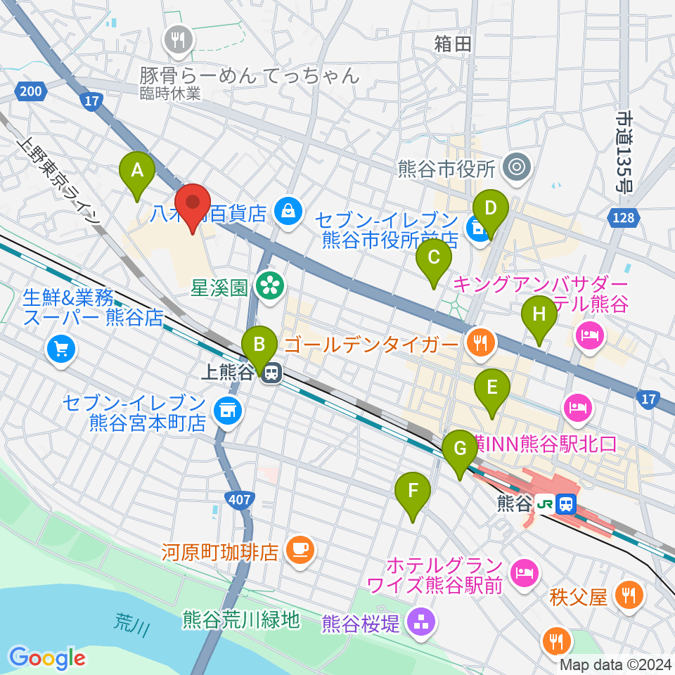 熊谷カルチャーセンター周辺のホテル一覧地図