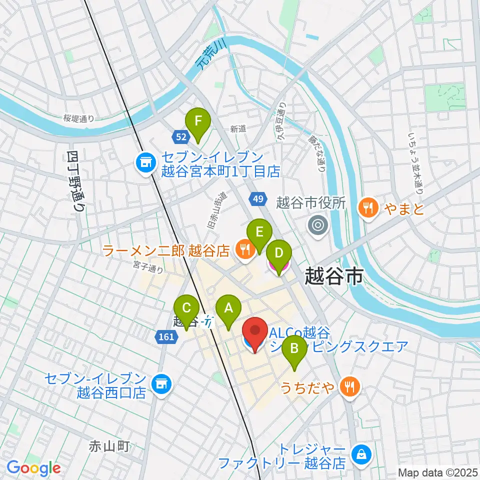 越谷カルチャーセンター周辺のホテル一覧地図