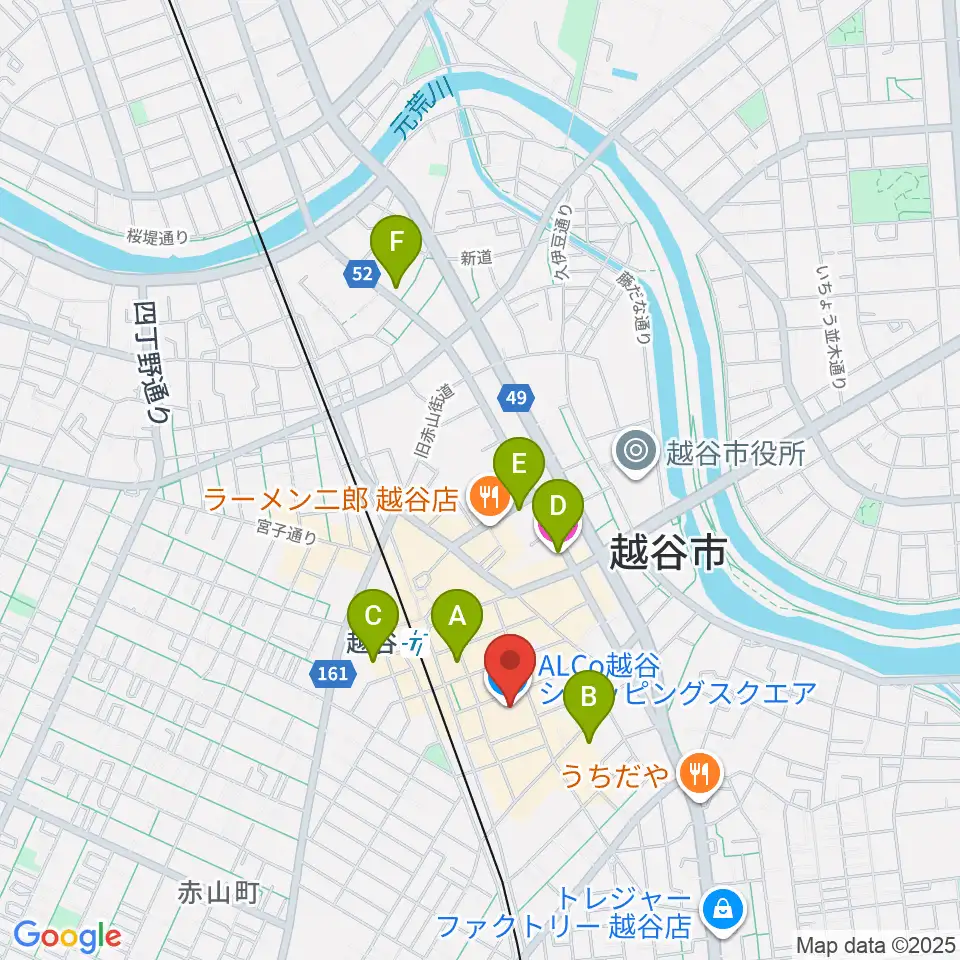 越谷カルチャーセンター周辺のホテル一覧地図